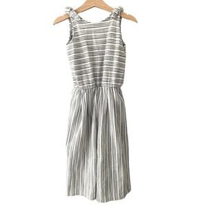 Zara Textured Stripe Wide Leg Sleeveless Jumpsuit - White Gray - 5
